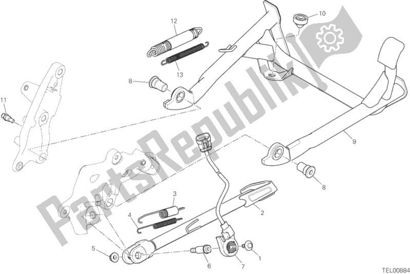 Tutte le parti per il Cavalletto Laterale del Ducati Multistrada 1260 S Touring Brasil 2018